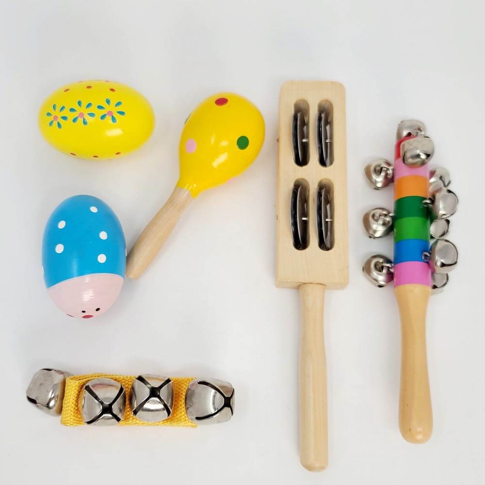 Wooden Musical Instruments Toys 6 piece Lot Kids Toddler Multicolor Good